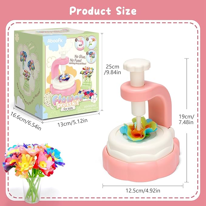 Aboofx Flower Making Craft Kit for Kids Age 3 4 5 6 7 8, Educational DIY Flower Craft Kits for Preschool Girls, Art and Crafts Activity Fabric Flower Bouquets Toys Gifts for Girls Birthday Christmas
