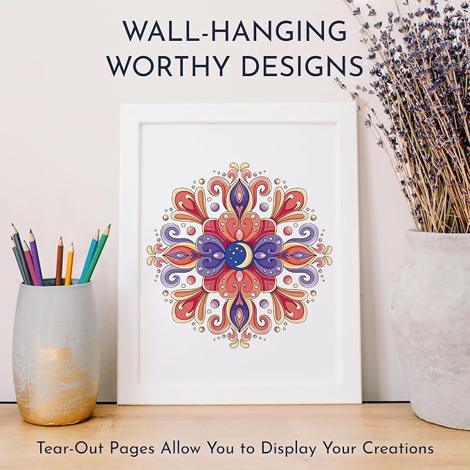 RYVE Mandala Coloring Book for Adults (2 Pack) – 60 Unique Mandalas for Relaxation, Anxiety & Stress Relief – Mindfulness Adult Coloring Book for Women & Men, Inspirational Gifts for Women