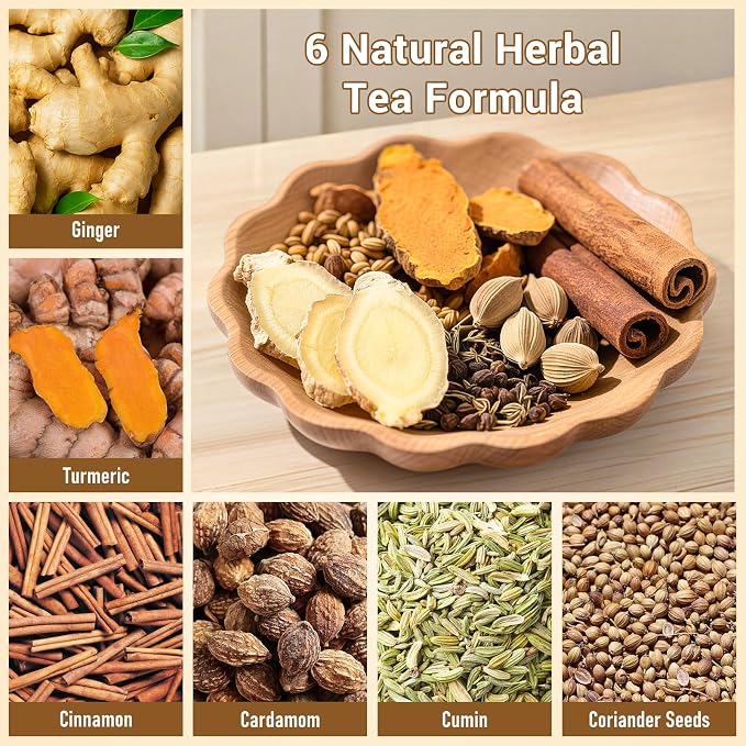 Anti-Inflammaheb Tea, 100% Natural Inflammation Tea from Premium Turmeric, Ginger, Cinnamon, Cardamom, Cumin, Coriander Seeds Herbal Ingredients, Supports Antioxidant, Boost Immunity (1 Pack/120 Bags）