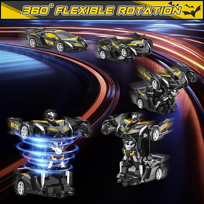 BLUEJAY Transform Rc Cars for Boys 4-7 8-12, 2.4Ghz Remote Control Car 1:18 Scale Transforming Robot, One-Button Deformation 360° Rotation Car Toy Gifts for Boys 3-5