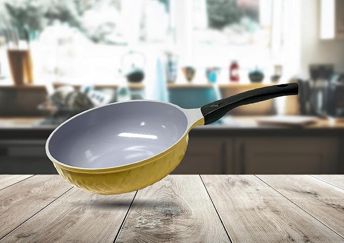10" Ceramic Coating Interior and Exterior Cooking Wok, Cooking Pan Made In Korea