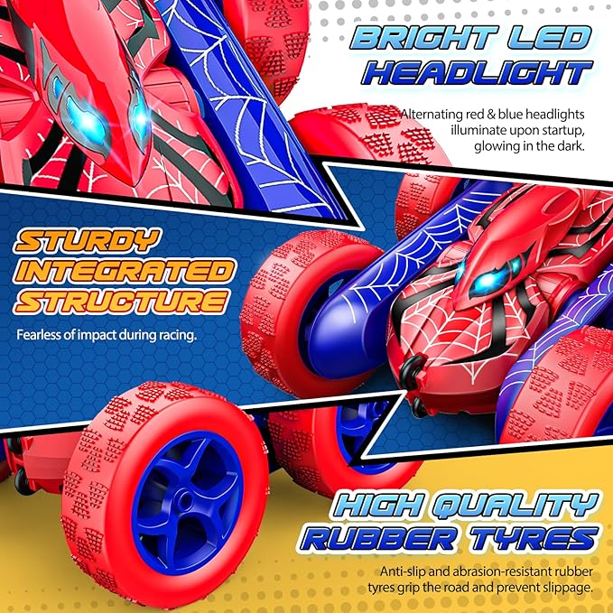 RC Cars Toys for 3 4 5 6 7 8 9 10 Year Old Boys,Double Sided 360° Flip 4WD Remote Control Car 2.4GHz Electric Rechargeable Toys for Ages 4-6 5-7 for Birthday Christmas Basket Stuffers