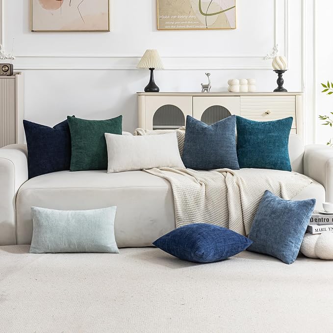 Set of 4 Soft Textured Decorative Throw Pillow Covers 20x20 Inch Cozy Farmhouse Cushion Cover Square Accent Pillow Cases for Bed Couch Sofa Living Room, Teal