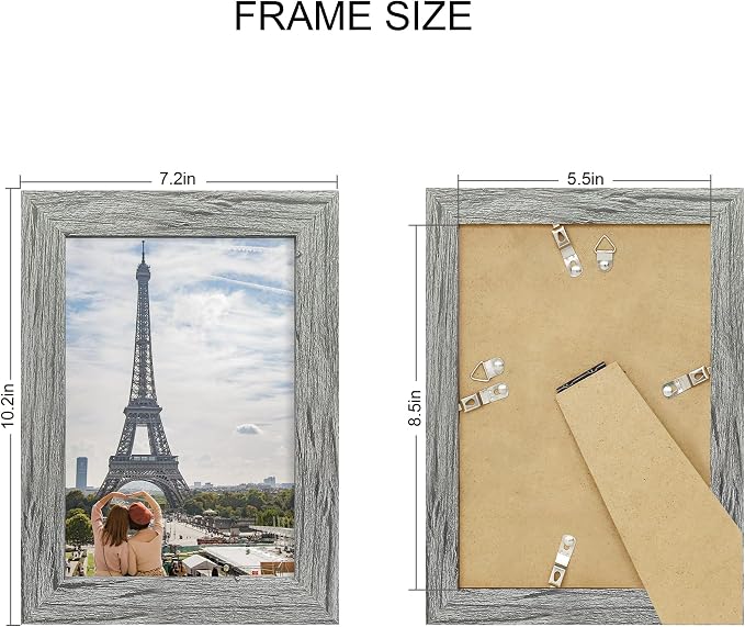 Hongkee 5.5 x 8.5 Diploma Frame Set of 4, Made of Real Glass and Grey Frame, 5.5 by 8.5 Photo for Wall or Tabletop