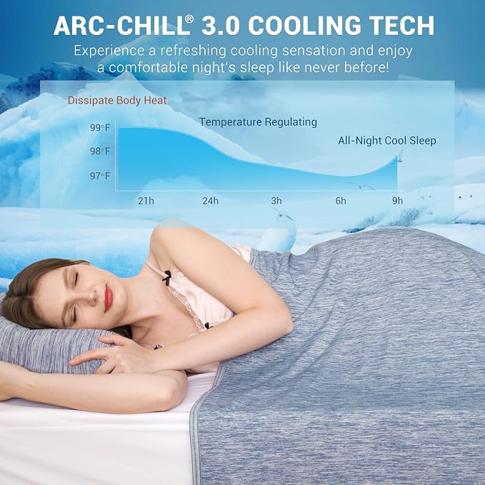 Elegear Arc-Chill 3.0 Cooling Blankets for Hot Sleepers, Twin Size, Blue | Q-Max>0.5 Cooling Fabric, Absorbs Heat to Keep Body Cool, Breathable Summer Blankets for Night Sweats & Menopause, 79"x86"