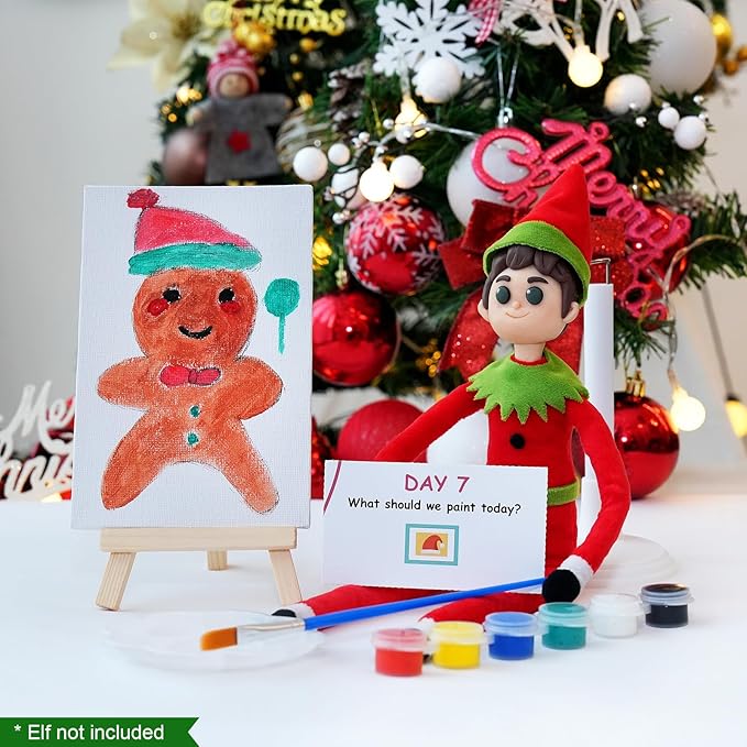 28-Day Christmas Elf Kit with 28 Fun Elf Scenes, Christmas Elf Adventure Kit 2025 Elf Box Kit Elf Helper Kit with Elf Props & Elf Accessories Kit for Christmas Countdown Ideas Kit
