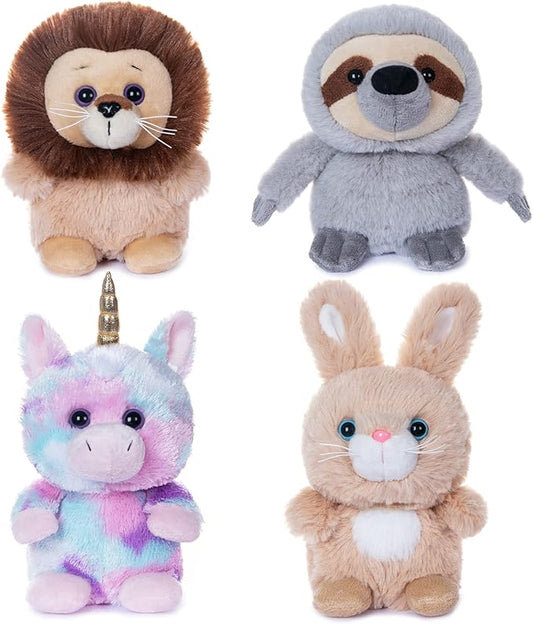 My OLi 5" Plush Toys Set Stuffed Animals Bundle of Fairy Tale Animal Toys Unicorn,Lion,Rabbit and Sloth Stuffed Animals Pack of 4 for Babies Kids Girls Boys