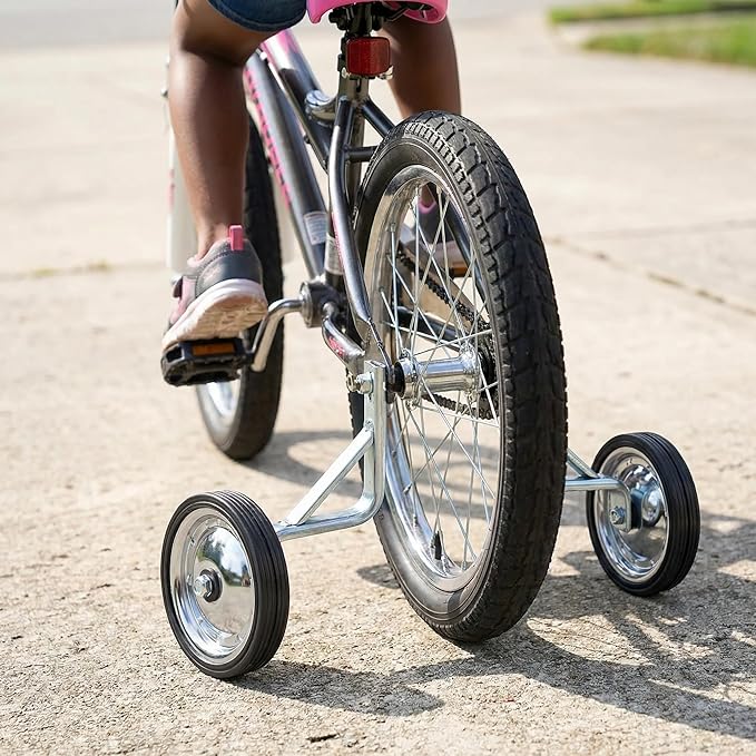 Training Wheels Little World Heavy Duty Rear Bicycle Stabilizers Mounted Kit Compatible for Bikes of 14 16 18 Inch, 1 Pair-Stronger Version