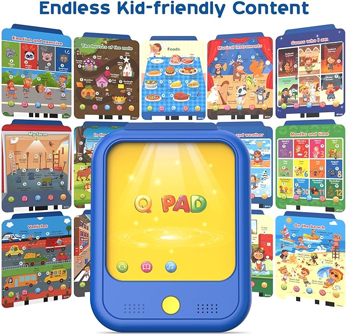 Kids Learning Tablet Educational Learning Pad for Toddlers 2-5 to Learn Alphabets, Numbers, Foods, Time, Music, Vehicles,Jurassic Park, Tablet Toy for Toddlers Ages 2 3 4 5 6 Years Old