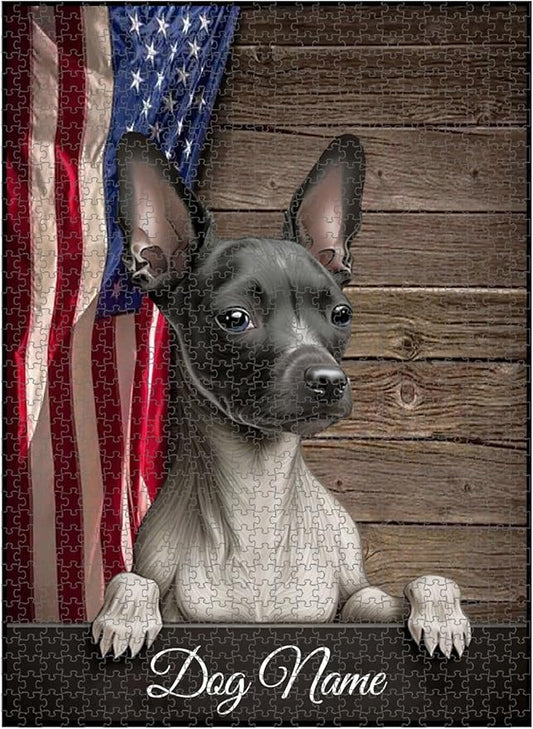 Custom Wooden Jigsaw Puzzles with Your Dog's Name on American Hairless Terrier Art Print - 300 500 1000PCS Puzzles Game and Home Wall Decor