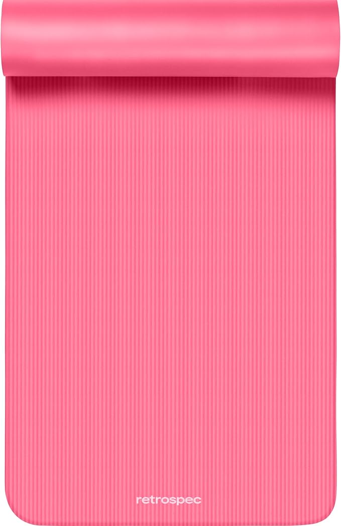Retrospec Solana Yoga Mat Thick 1/2in Non-Slip Workout Mat with Nylon Strap - 72x24in Exercise Mat for Pilates, Stretching & Fitness - BPA Free, Easy Clean