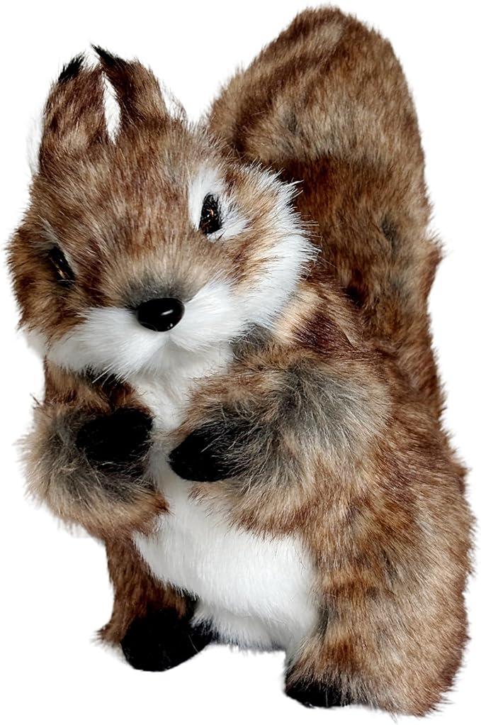 Realistic Squirrel Figurine - Lifelike Plush Squirrel with Bushy Tail, Handcrafted Collectible Stuffed Animal for Fall, Thanksgiving, Home & Shelf Decoration