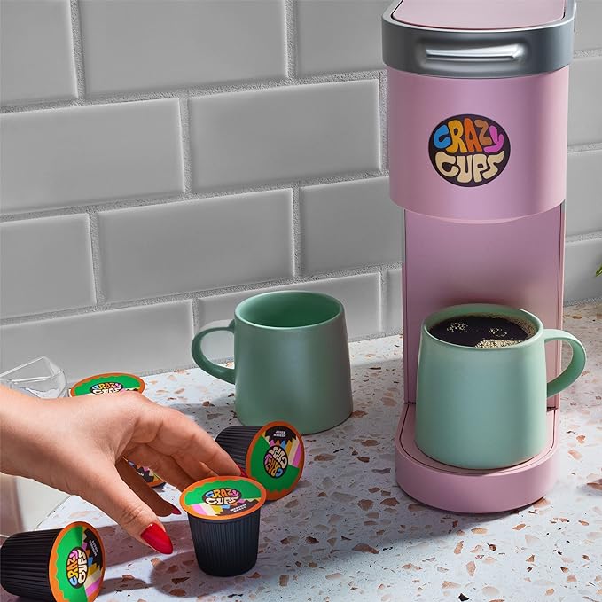 Crazy Cups Decaf Flavored Coffee Pods, Decaffeinated Caramel Coconut Cream Flavored Coffee, Single Serve Hot or Iced Medium Roast Coffee for Keurig K Cups Machines, 22 Count