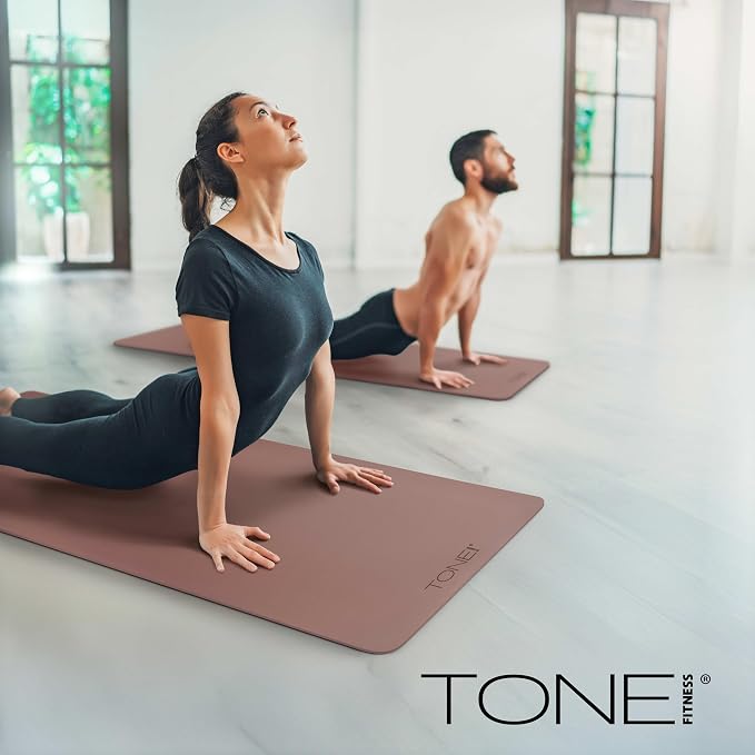 TONE Fitness Yoga Mat 1/4" Thick Non Slip Exercise & Pilates Mat for Home Workouts with Carrying Strap | Multiple Options