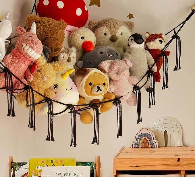 Stuffed Animals Storage Hammock Net Corner - Large Cool Y2K Adult Toy Hammock Hanging Organizers Storage - Boys Room Decor - Funny Stuff Goth Decorations