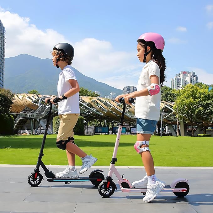 Caroma Electric Scooter for Kids Ages 6-14, 150W/180W Motor,10 MPH Max Speed & 7 Miles,Adjustable Height & Speed,Colorful Lights,LED Display,Foldable Kids Electric Scooter 132 Lbs Max Load