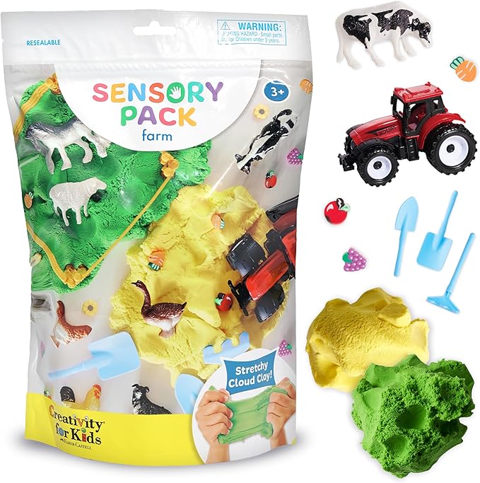 Creativity for Kids Sensory Pack: Farm, Sensory Toys for Toddlers, Pretend Play Farm Animals for Kids, Toddler Travel Toys & Easter Basket Stuffers (Ages 3+)