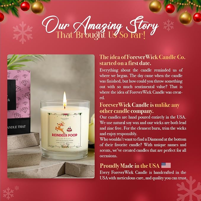 ForeverWick Reindeer Poop Diamond Candle | Funny Christmas Candle Gift for Women, Coworkers, Friends | Hand-Poured Natural Soy Holiday Candles | A Cozy December Retreat Scent | 70-Hr Burn Time, 14 oz