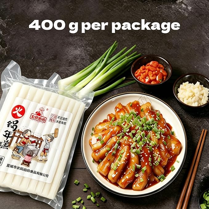 Rice Cake Sticks – Chewy Cylindrical, for Tteokbokki & Stir-Fries, 14.11 oz