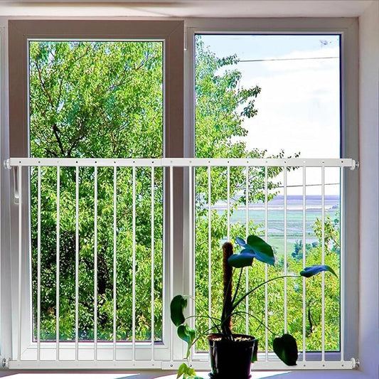 Window Guards for Children, Fit 33.5"-63" Wide Window Security Bar, White Window Bars Security Inside, 29.92inch High Child Safety Window Guard (2 Piece)