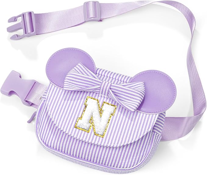 Initial Belt Bag, Small Crossbody Bags for Girls, Gifts for Teen Girls Kids, Girl Friend Bridesmaid Birthday Gift for Kids Daughter Sister Teen Girl Gifts Trendy Stuff Fanny Pack Purple N
