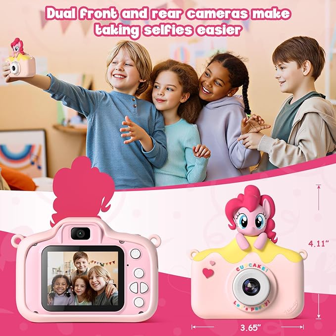 My Little Pony Kids Camera Toys for 3-12 Years Old Children, Hasbro Kids Digital Camera for Girls Boys,48MP Dual Lens HD 1080P IPS Screen Digital Toy Camera for Toddlers Christmas Birthday Gifts