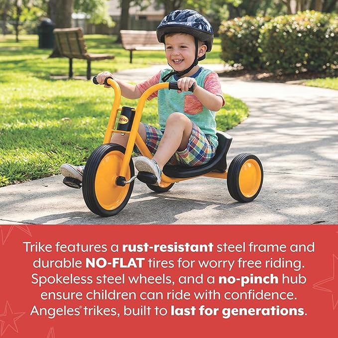 Angeles Kids Tricycle, Toddler Tricycle with Solid Airless Rubber Tires, Kids Bike for Preschools and Daycare, Ages 4+, MyRider 6" Tall Seat