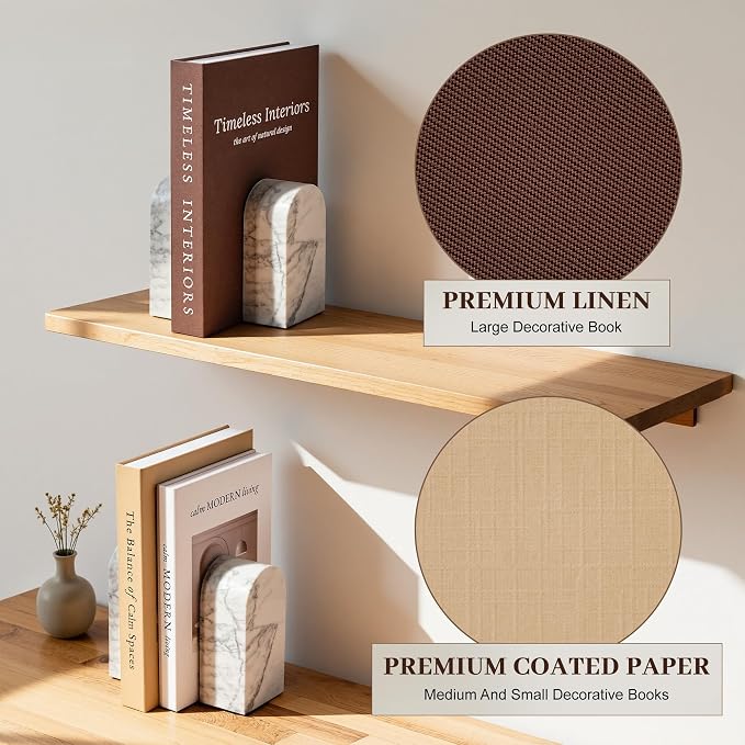 JARLINK Decorative Books, Set of 3 Stackable Fake Book Storage Boxes, Brown | Modern Home Decoration with Hidden Storage Room for Photos & Keepsakes, Styling Decor for Coffee Tables, Shelves, & Mantels.