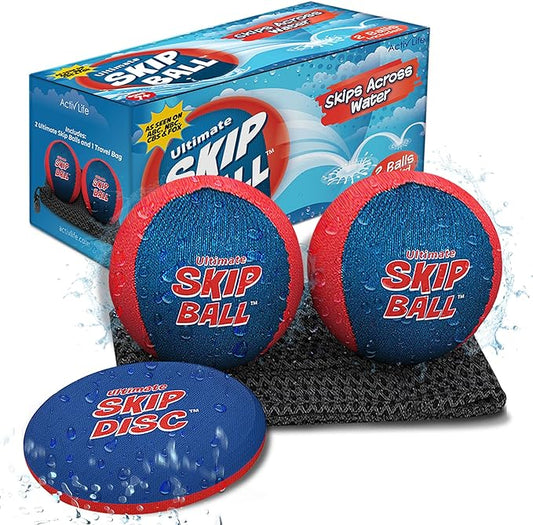 Activ Life The Ultimate Skip Ball – Water Bouncing Ball (2 Pack) Create Lasting Memories with Your Friends & Family at The Beach, Lake or Pool - Great for All Ages