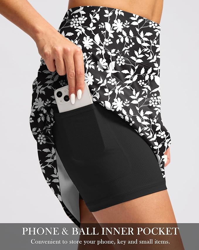 G Gradual 20" Skorts with Pockets Knee Length Golf Skirt | Built in Soft Shorts, High Waisted, Tummy Control, Breathable, Long Skorts for Athletic, Tennis, Dressy, Casual, Summer