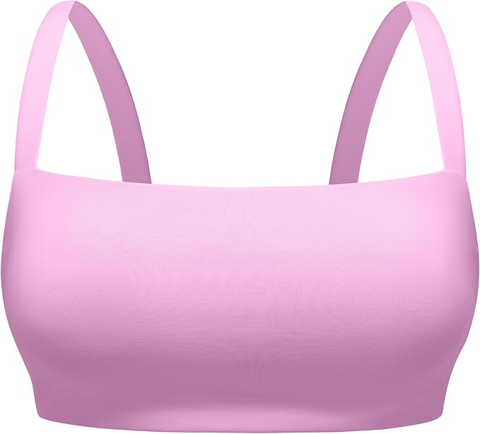 CRZ YOGA Square Neck Bikini Tops for Women - Padded Wide Straps Full Coverage Bathing Suit Swim Bra