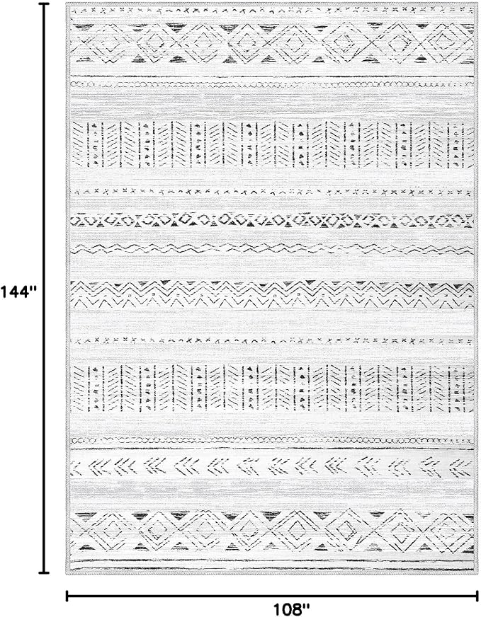 cotiled 9x12 Area Rugs Living Room Rug: Washable Boho Rugs with Non Slip Backing Large Soft Indoor Stain Resistant Carpet for Bedroom Farmhouse Dining Room Lightweight Home Decor Dark Grey