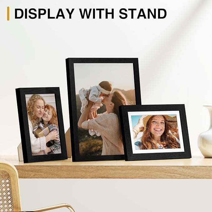 Vittanly 15 Pack Picture Frames Collage Wall Decor, Wall/Tabletop Display | Black, Multi-Size Gallery Wall Frame Set: 3pcs 8x10, 6pcs 5x7, 6pcs 4x6. Picture Frame Set for Family