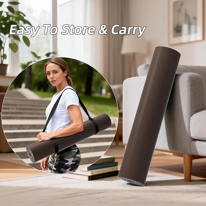 HAHE Wide Yoga Mat 72"x32"x0.4" Thick Pilates Mat with Carrying Strap