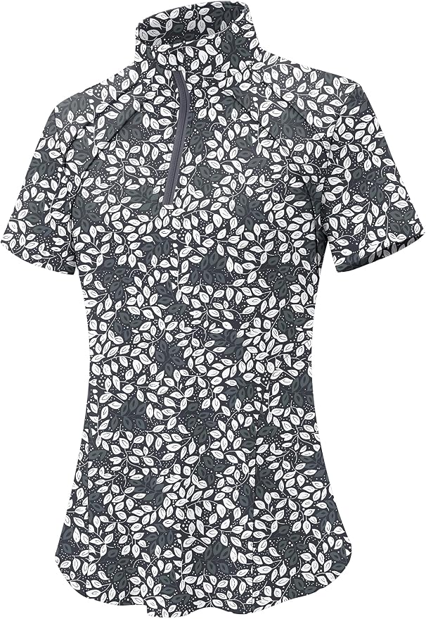 LOMON Womens Golf Polo Shirt Summer Short Sleeve Quarter Zip Outfit | Side-Pockets,Princess Seams,Cotton,Wrinkle Free,Moisture Wicking,Quick-Dry,Lightweight,Collared,for Tennis Workout