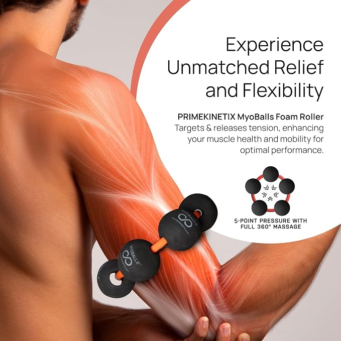PRIMEKINETIX MyoBalls Foam Roller - Foam Rollers for Muscles, Enhanced Mobility, Deep Tissue & Full Body Massage, Trigger Point Therapy, for Athletes & Active Lifestyles, 1 Set of 5 Balls, Black