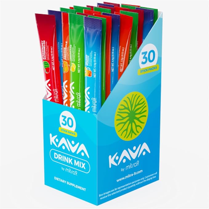 Mitra9 Kava Drink Mix | Variety Pack | 30 Stick Packs | Kava Root Extract Powder for Relaxation & Stress Relief | Non-Alcoholic, Zero Calorie | Single-Serve Packets