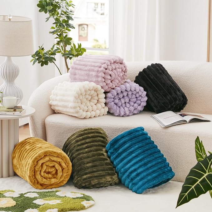 EXQ Home Gentle Soft Fleece Throw Blanket – Cozy Lightweight Blanket for Couch Bed – All-Season Warm Fuzzy Flannel Blanket for Women Mom Her – Gifts for Birthday(60"x80",Mustard Yellow)
