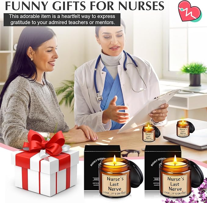 MTLEE 8 Pcs Nurses Gifts Bulk for Women, Nurse's Last Nerve Scented Candles 3.5 oz Candle CNA Gifts for Christmas Women Female Graduation Birthday Present