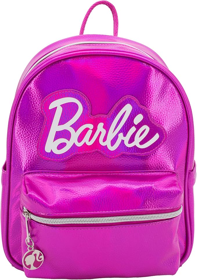AI ACCESSORY INNOVATIONS Barbie Iconic Vegan Leather Cosplay Mini Backpack Purse, 10.5 Inch, Barbie Pink