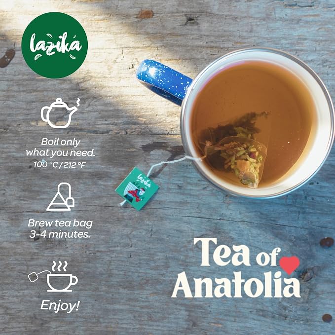 Lazika Tea Sampler with Premium Presentation Box, 20 Counts, 4 of Each Blend Individually Wrapped, Black, Green and Herbal Tea Variety Gift Set, Collection with Pyramid Infuser Bag