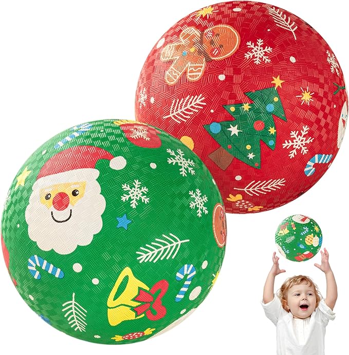 U&C Planet 2 Pack Playground Balls for Toddler Kids, 6 inch 8.5 inch Cartoon Rubber Balls with Pump, Dodgeball Kickball for Outdoor & Indoor Game, Great Gift for Boys Girls Aged 1 and Above