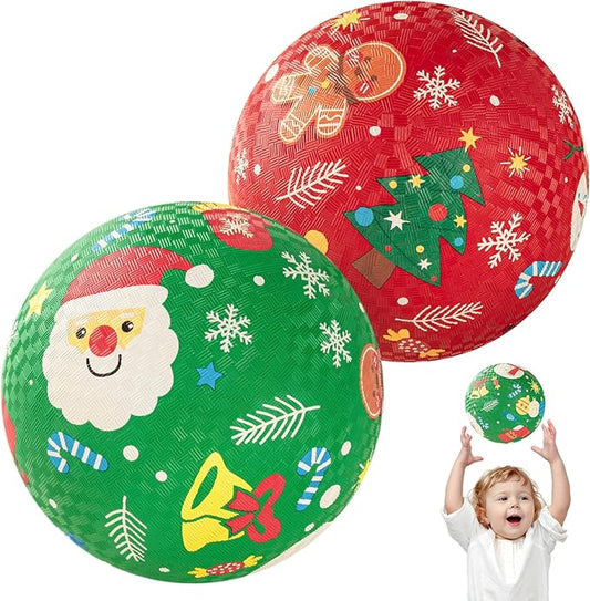 U&C Planet 2 Pack Playground Balls for Toddler Kids, 6 inch 8.5 inch Cartoon Rubber Balls with Pump, Dodgeball Kickball for Outdoor & Indoor Game, Great Gift for Boys Girls Aged 1 and Above