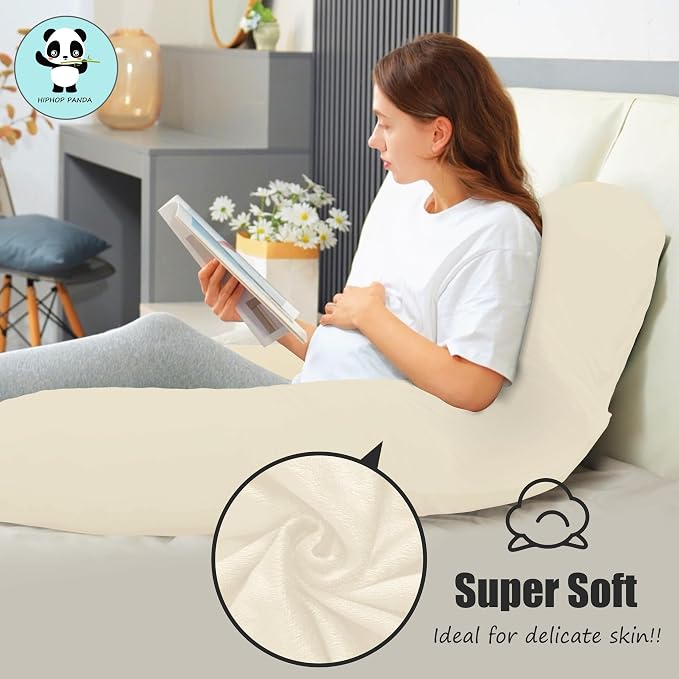 HIPHOP PANDA U-Shaped Pregnancy Pillow for Sleeping - Full Body Maternity Support Pillow with Removable Cover - Comfort for Back, Hips, Legs, Belly - 57 Inch for Pregnant Women, Ivory