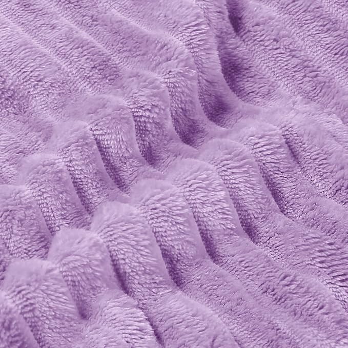 BEDELITE 3D Ribbed Lavender Fleece Throw Blanket for Couch, 50x60 Inch | Soft Warm Decorative Fluffy Blanket, Cozy Plush Lightweight Fuzzy Throw Blanket for Bed Sofa Home Room Decor, Gift for Women