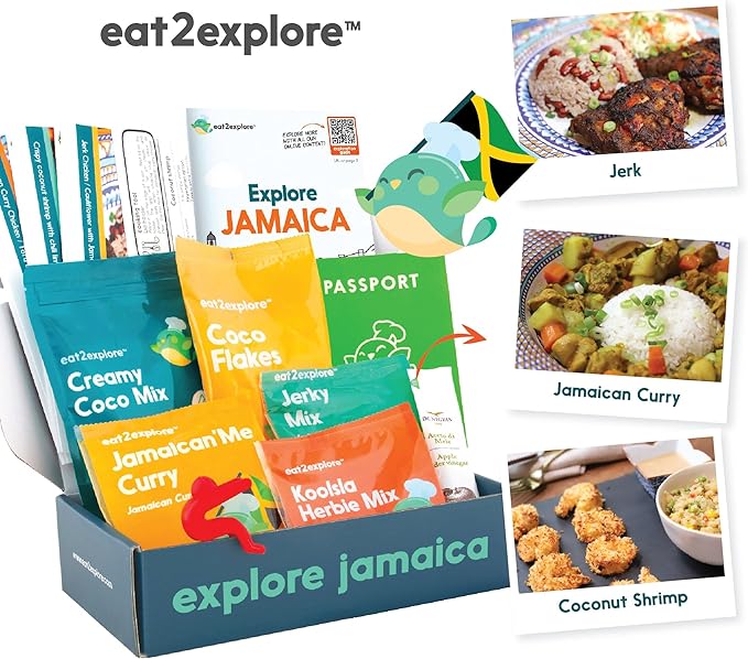Cooking Kits for Kids - Interactive & Educational Set with 3 Recipe Cards, Key Ingredients & Cooking Tools - Ideal Idea for Kids who Love to Create Meals (Jamaica Edition)
