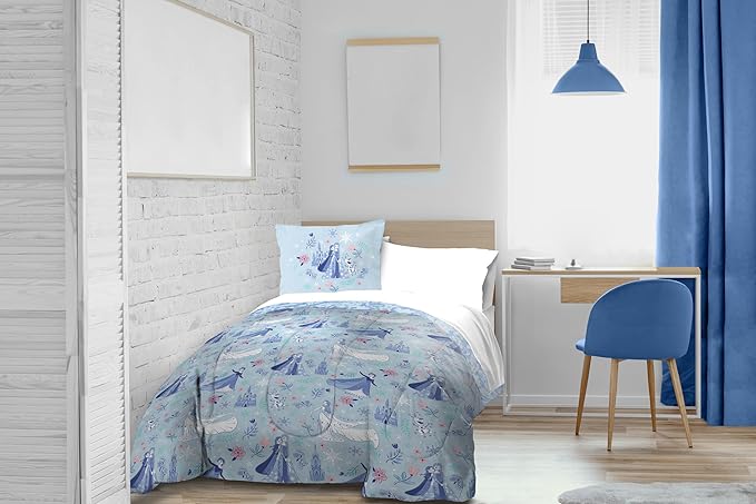 Jay Franco Kids Duvet Cover Set with Sham & Pillowcase – Ultra-Soft Bedding for Room Decor, Cover ONLY Comforter NOT Included, Blue - Frozen, 3 Piece Full