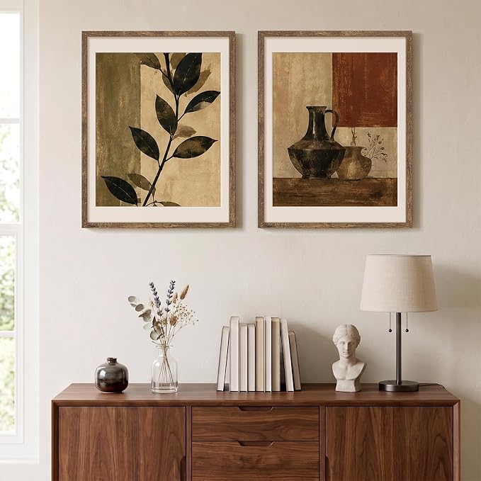 upsimples 18x24 Picture Frame, Display Pictures 16x20 with Mat or 18 x 24 Without, Wall Hanging Poster Frames, Rustic Brown, 1 Pack