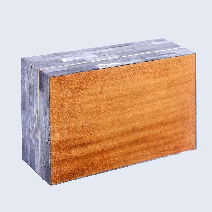 Handicrafts Home Large Decorative Storage Box with Lid – 9x6x3.5” Coffee Table Organizer, Keepsake- Decorative Boxes for Home Decor, Stylish Decorative Box for Office Decor- Aegean Coral - Grey