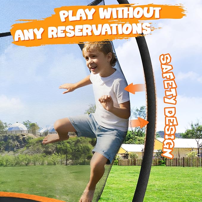 JELENS Trampoline 8FT 10FT 12FT 14FT 15FT 16FT, Recreational Trampolines with Enclosure Net, Outdoor Anti-Rust Trampolines for Kids and Adults, ASTM Approved